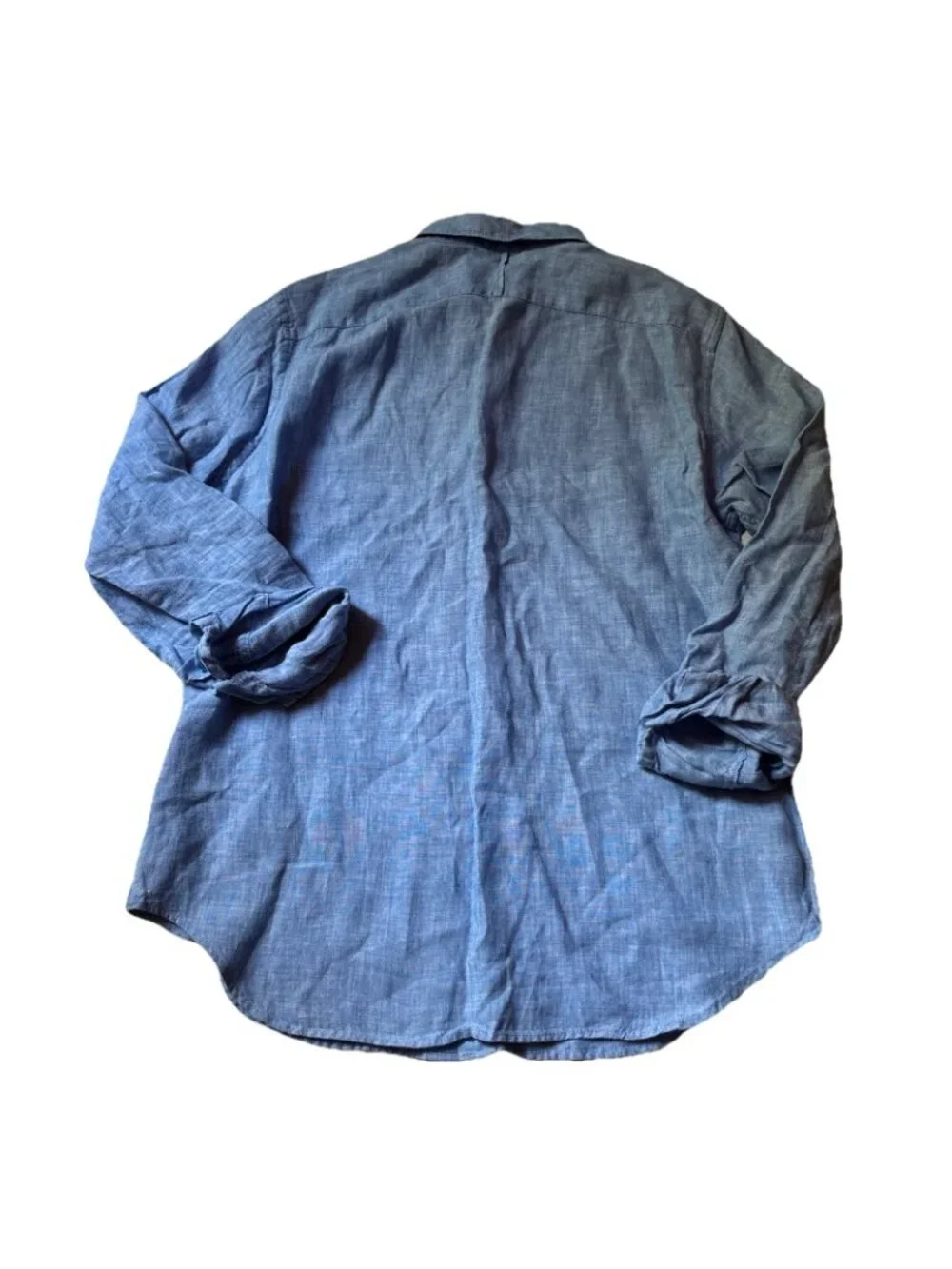 banana republic Blue 100% Linen Button Down Short Camden Fit